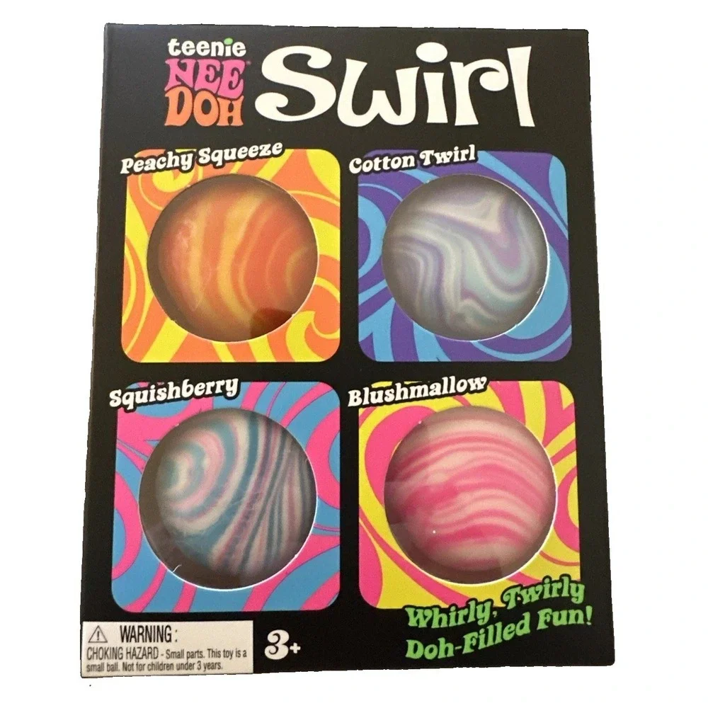 Nee Doh Teenie Swirl Four 4-Pack - Peachy, Cotton, Squish, Blush - Authentic New